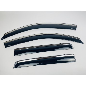 Дефлекторы окон Mitsubishi Outlander XL 2007-2012 с нерж. хром полоской-5